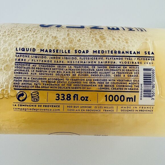 COMPAGNIE DE PROVENCE Savon Liquide Marseille Mediterranee 33.8 fl oz / 1000ml - Picture 5 of 6